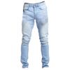 Fashion Men's Casual Stretchy Pleated Jeans Slim Fit Denim Pants