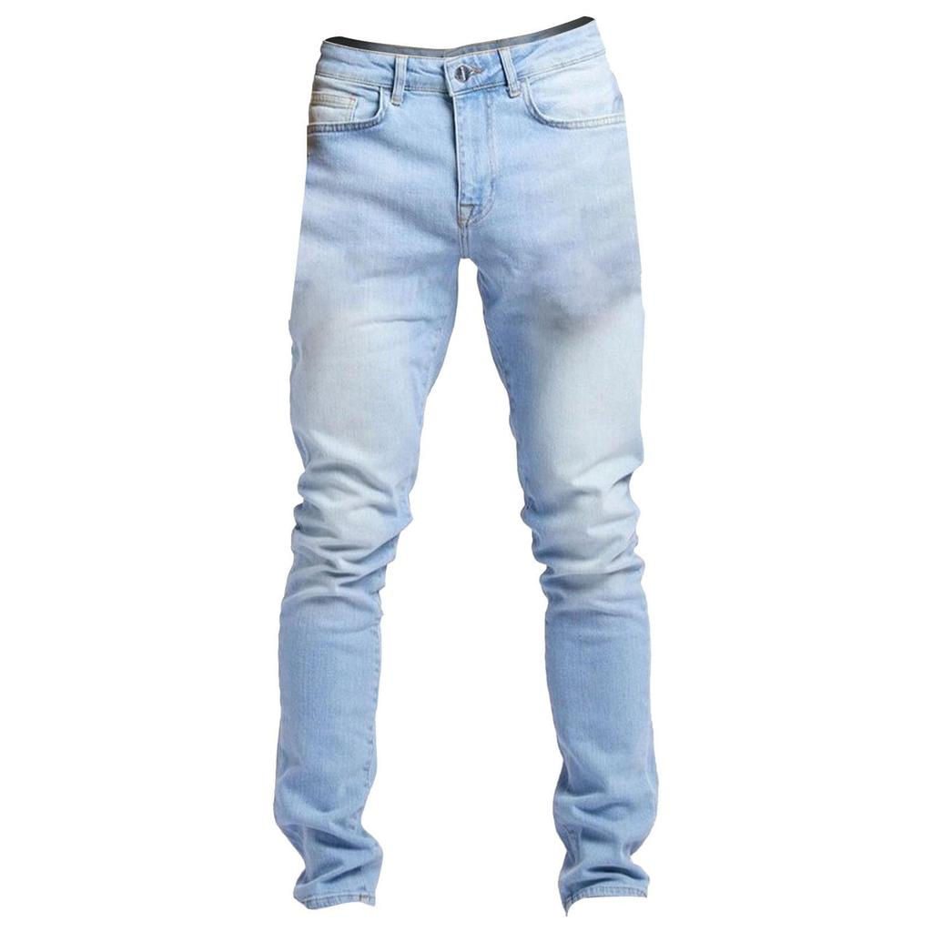 Fashion Men's Casual Stretchy Pleated Jeans Slim Fit Denim Pants