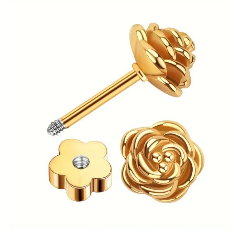 

Серьги-цветы розы для женщин Простые и универсальные Серьги из титановой стали Легкая роскошь Нишевый дизайн Серьги 2Pcs золотой