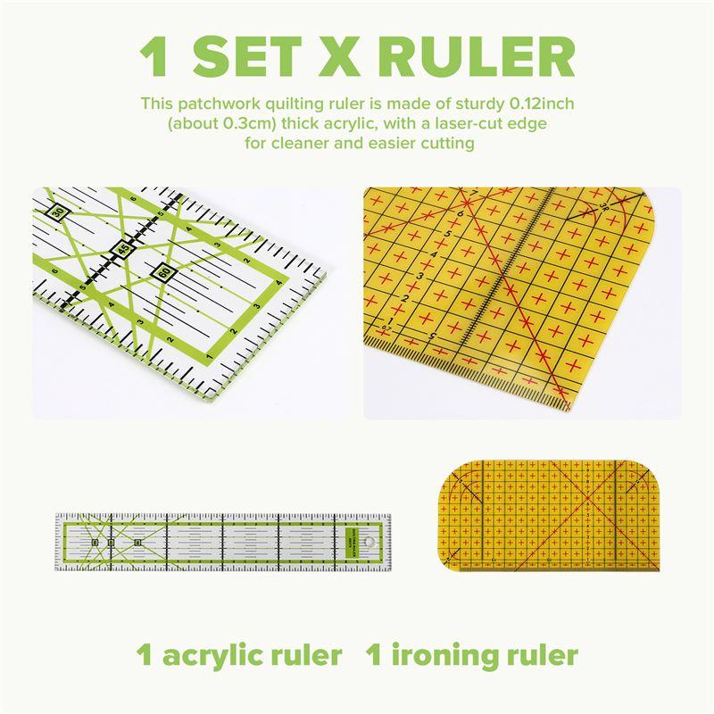 M-Modern-6 PCS Quilting Ruler Square Acrylic Quilting Ruler Fabric Cutting Ruler Transparent Marker Acrylic Ironing Ruler