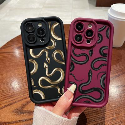 N72 Black Gold Snake Art Soft Angel Eyes Phone Cases for Samsung A54 A34 A13 A14 S23 S24 Ultra S20 FE Xiaomi Redmi Note 13 12C Shockproof Cover