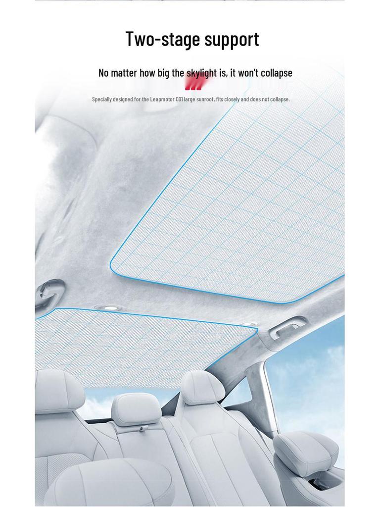Leapmotor C01 Front & Rear Sunroof Two-Piece Silver-Coated Heat Insulation Sunshade Mesh
