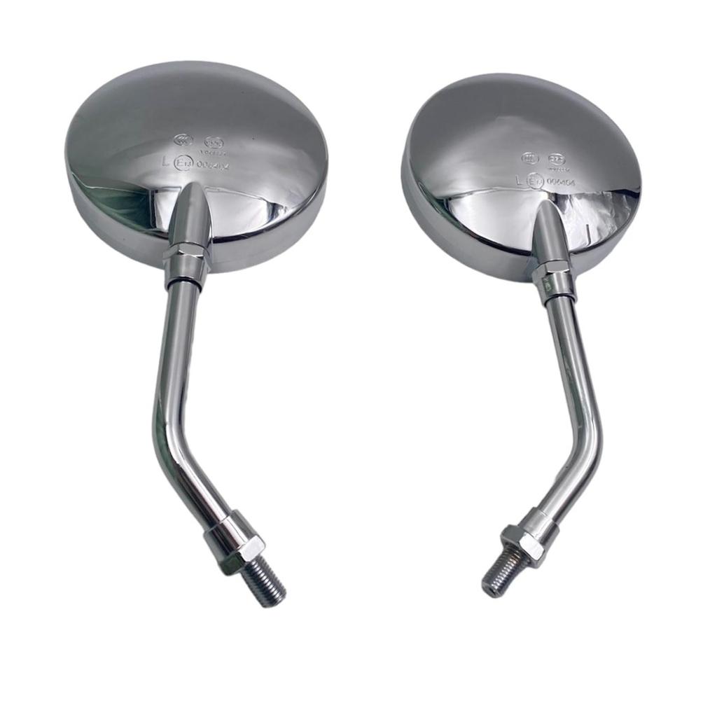 Motorhead Z2 Set of Left and Positive Motorcycle Side Old Chrome Mirror, 2, Right, Thread, 10mm, Mirror, Mirror, Round, Universal, Car, Custom,