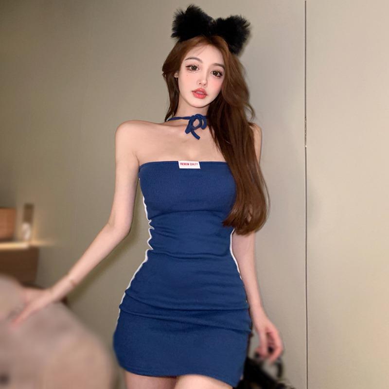 

Женское платье без рукавов, мини-платье халтер, короткое платье-карандаш, платье с открытыми плечами для вечеринки, клубное платье One Size