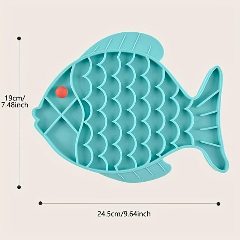 

1pc-Fish-Shaped Silicone Slow Feeder Pet Bowl For Cats & Dogs - Anti Vomiting, Choke Prevention синий