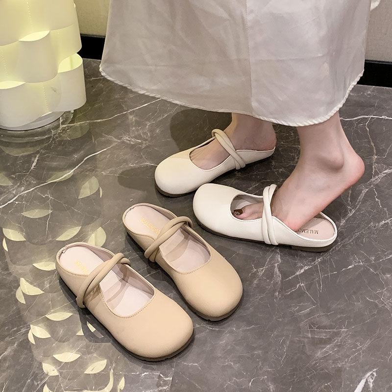 Baotou half slippers women's summer wear 2025 new gentle matching skirt lazy one pedal Mary Jane cool slippers