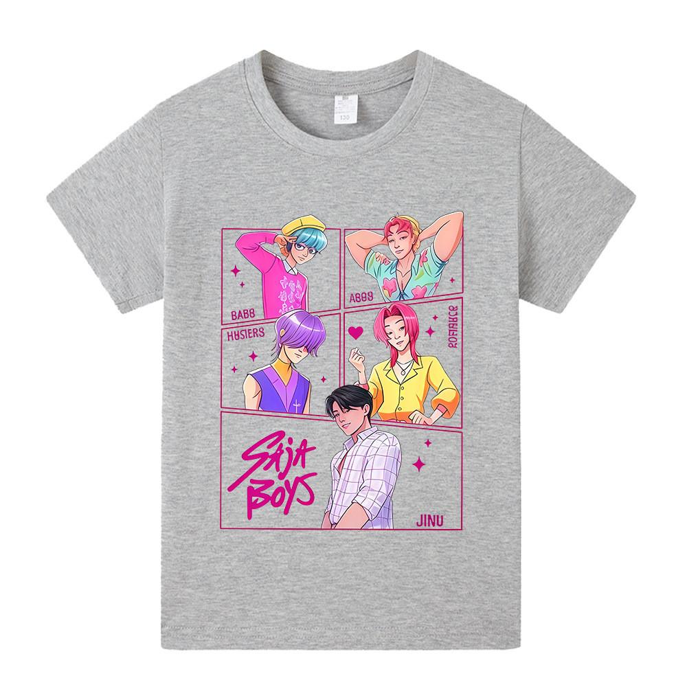 A1217 Kids Boys Girls Sajaboys Kpop Rumi Zoey Mira Print Short Sleeves T-shirt