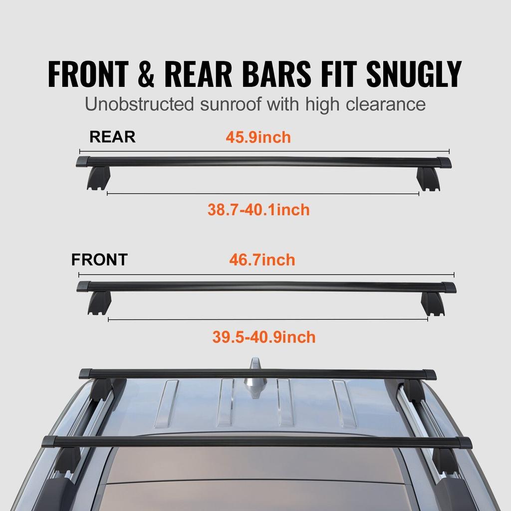 Roof Rack Cross Bars, Compatible with 2011-2021 Jeep Grand Cherokee with Grooved Side Rails, 200lbs Load Capacity, Aluminum Crossbars with Locks, for