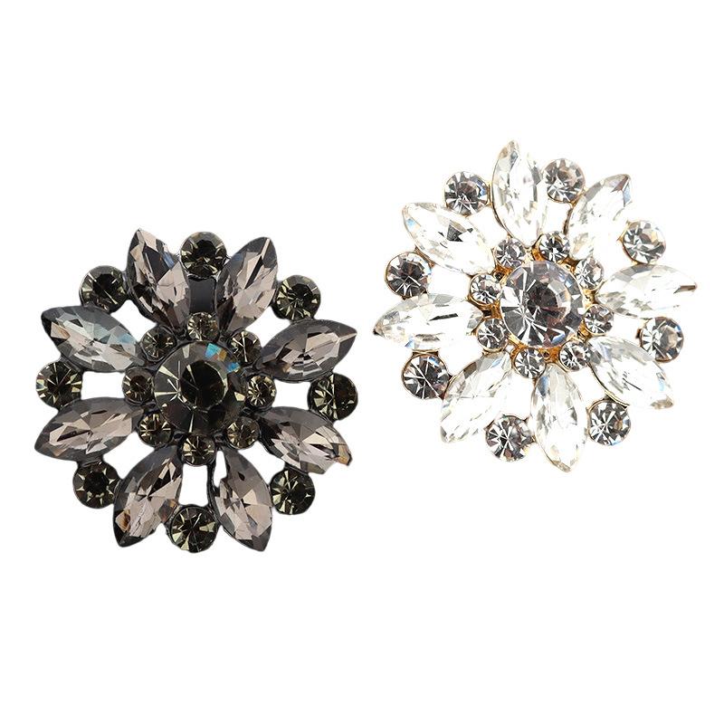 5 Stück High-End Metall Diamantenbesetzte Mantelknöpfe Kinder Pelzknöpfe Nerzknöpfe Mode Blütenblatt Strassknöpfe