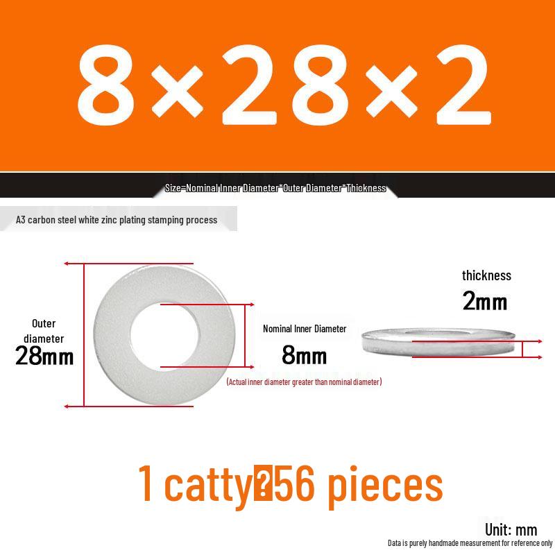 Extra Thick Galvanized Iron Flat Washer, Round, M3-M62