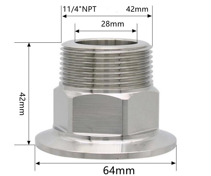 1/4" 3/8" 1/2" 3/4" 1" -4" NPT Male X 0.5" 0.75" 1.5" 2" -4" Tri Clamp Connector Pipe Fitting 304 316L Stainless Steel Sanitary