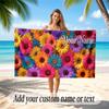 Floral Garden Theme Soft Beach Towel Personalized Custom Name Text Towel Portable for Beach Pool Travel