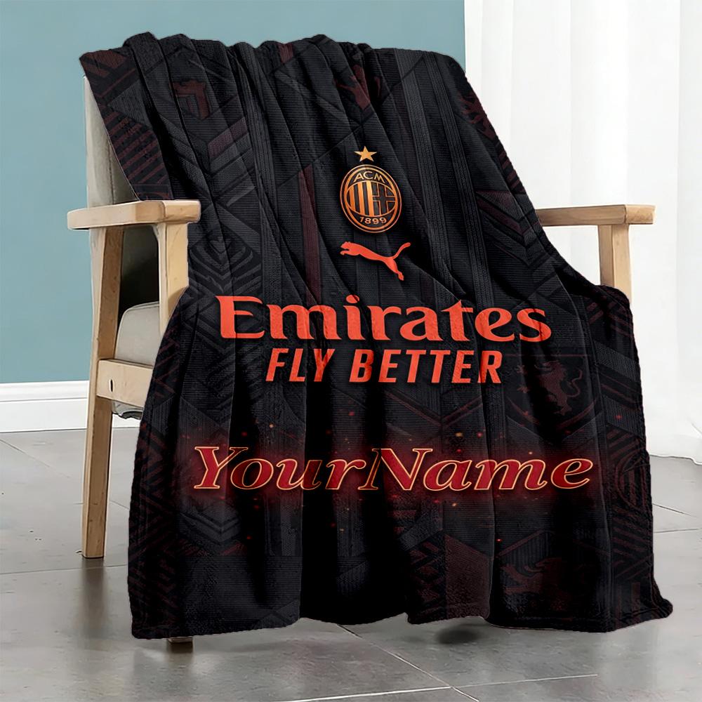 Ac Milan Customize Your Name Blanket Lightweight Personalized Blanket Warmthful Decor Great for Picnics Nap Office Bed Four Seasons Universal