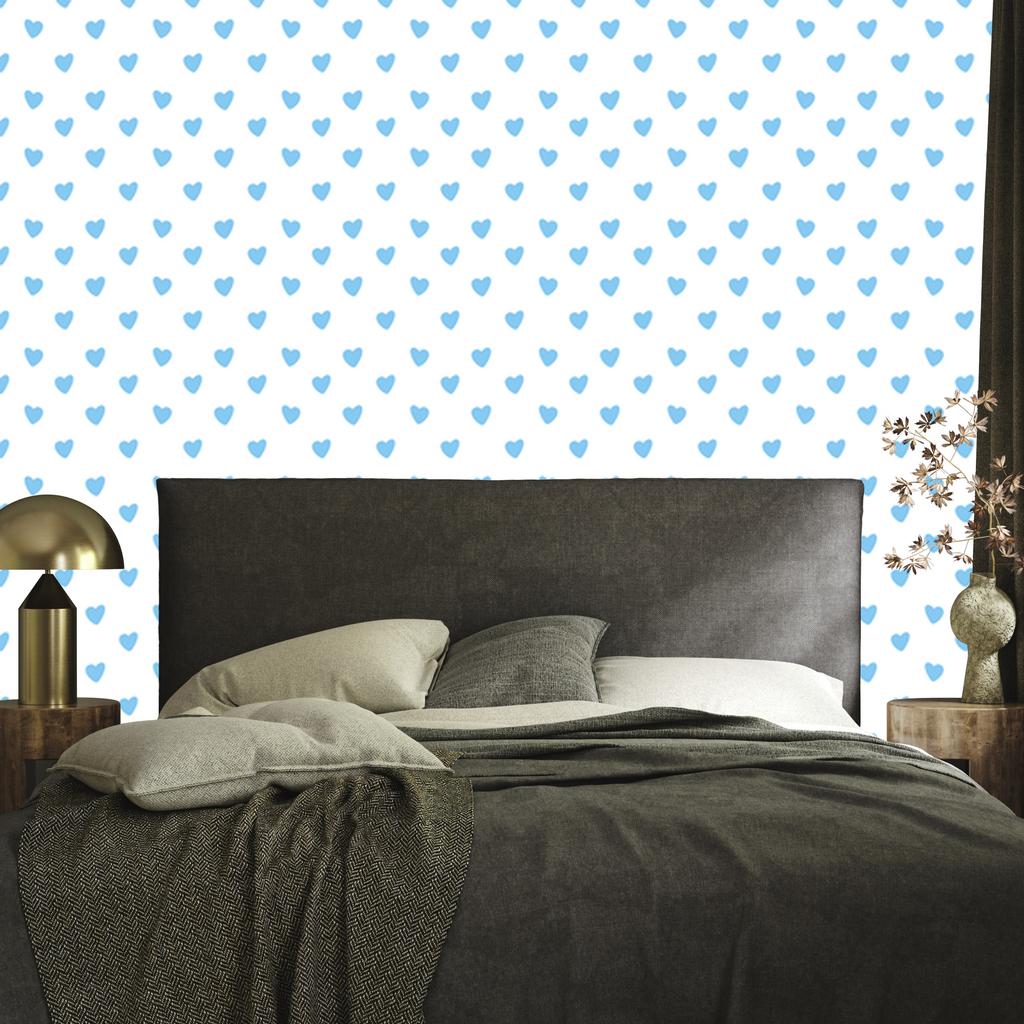 Hearts Wallpaper White and Azure 50x1000