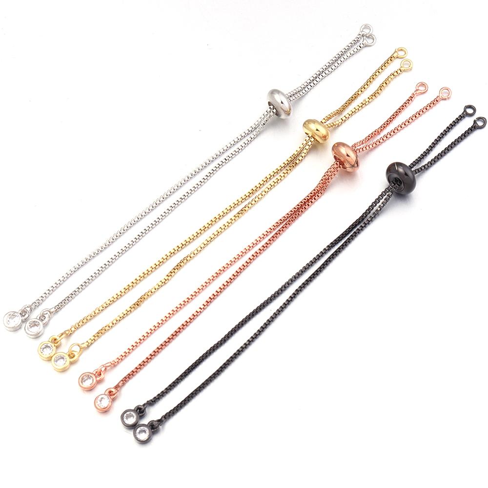 2pcs Copper Plated Adjustable Bracelet Extender Chains With Silicone Beads For Jewelry Making DIY Necklace Bracelets Accessories