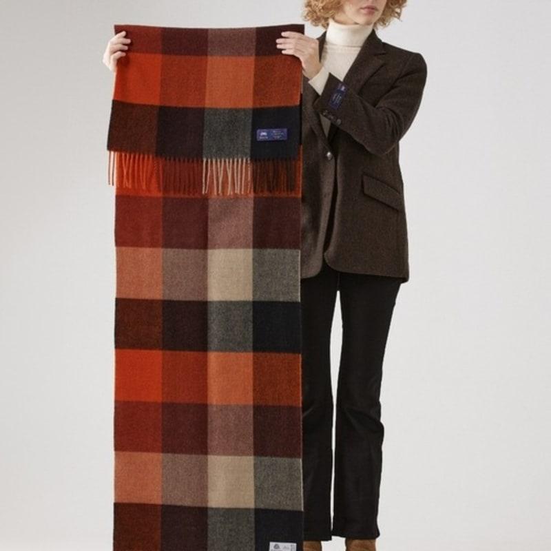 ABRAHAM MOON Merino Wool Shawl Muffler 50cm - Bamburgh Sienna