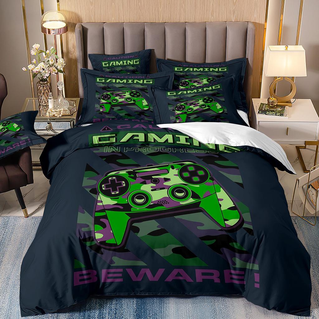 Videospiele Bettwäscheset Herren ,Gamecontroller Bettdeckenbezug mit Kissenbezügen für Jungen,Druck Spielen Duvet Cover Set Jugendliche