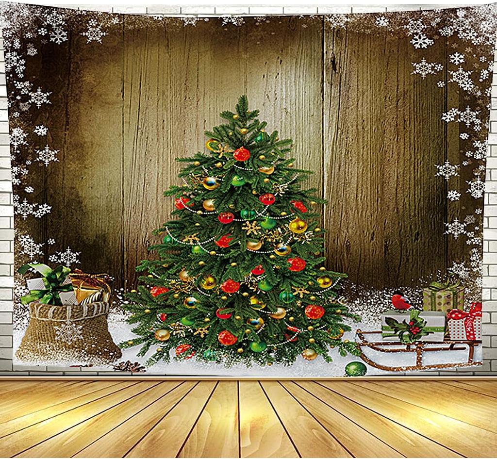 Christmas Snow Scene Party Background Wall Printed Tapestry Suitable For Home Decoration And Festive Atmosphere Christmas Decora
