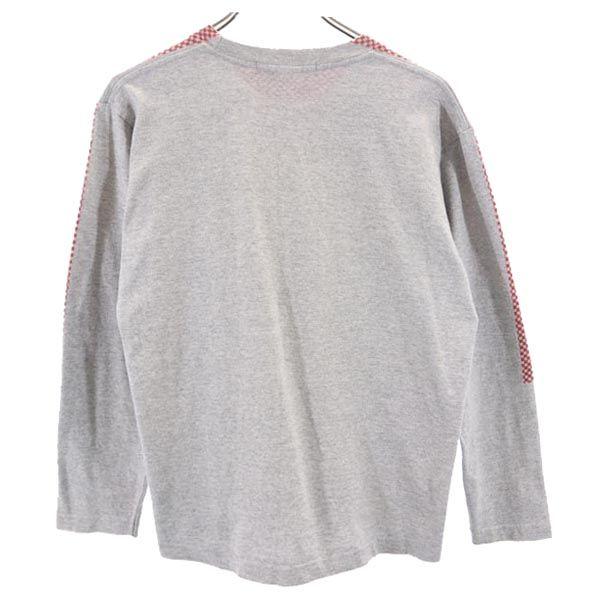 TOGA VIRILIS Long sleeve T-shirt 44 Gray x Red x Blue Men's Used