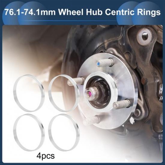 Центровочные кольца для ступиц колес автомобиля, OD 76,1 мм на ID 74,1 мм, Алюминиевый сплав, 4 шт.