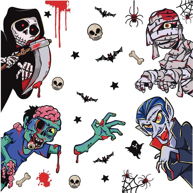 1 Pc Halloween Party Sticker  Ghost Spider Pumpkin Skeleton Sticker for DIY Decroate Window Static Electricity Sticker