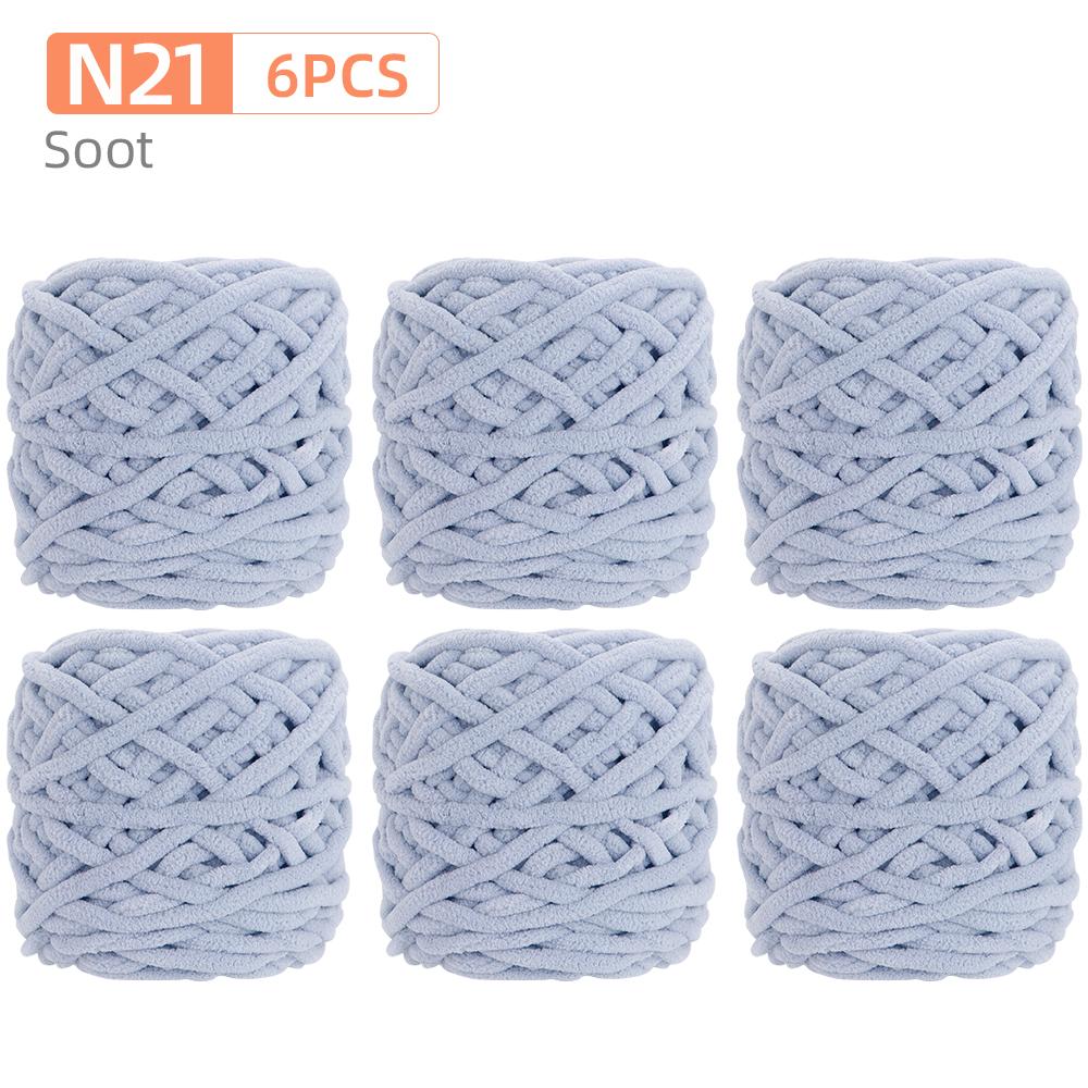 6Rolls DIY Soft Warm Snuggly Chenille Yarn, Velvet Iceland Puffy Yarn, Perfect for Knitting Crochet Sweater, Hat, Scarf, Blanket