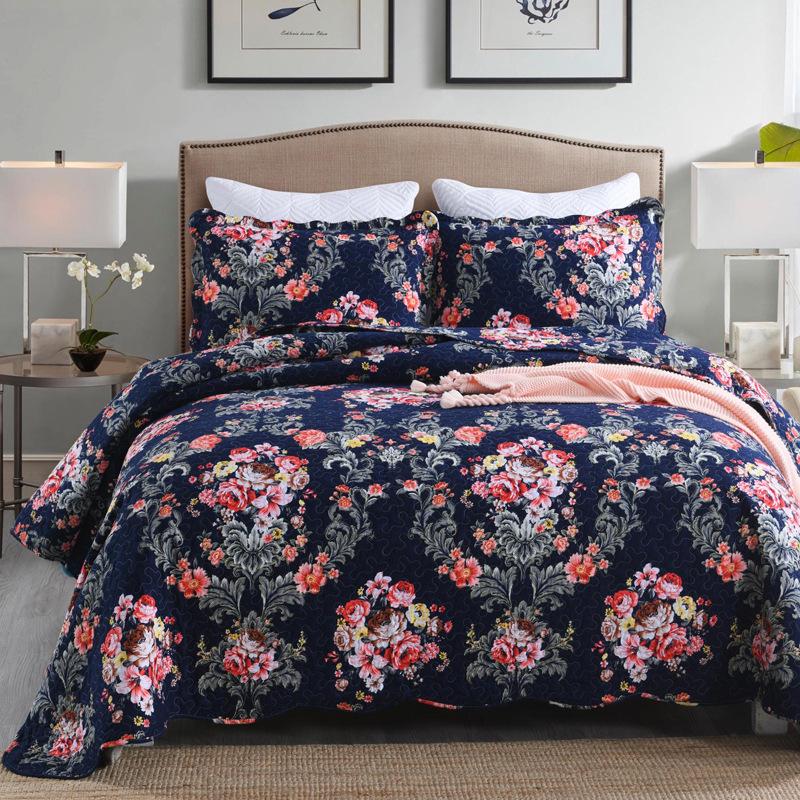 European Style Pure Cotton Twill Bedspread Set - Includes Air Conditioning Quilt and Quilted Bed Sheet
