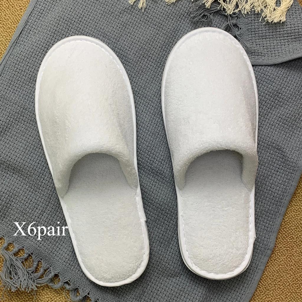 6 Pairs Disposable Slippers for Guests Bulk House Slippers Spa Fluffy Coral Fleece Indoor Hotel Slippers for Women Men