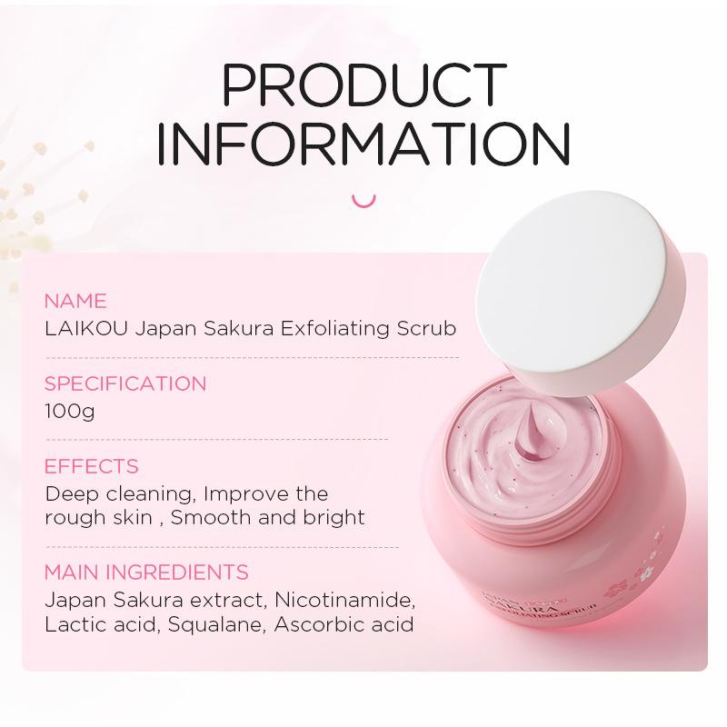 LAIKOU Japanese Sakura Scrub 100g Body Keratin Cleansing, Moisturizing and Hydrating Suitable for The Face