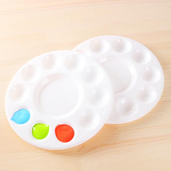 2 Stück 17CM Farbpalette 11 Vertiefungen Rund Antihaftbeschichtet Leicht zu Reinigen Kind Erwachsener Schüler Handwerk DIY Aquarell Mischen Öl Acryl