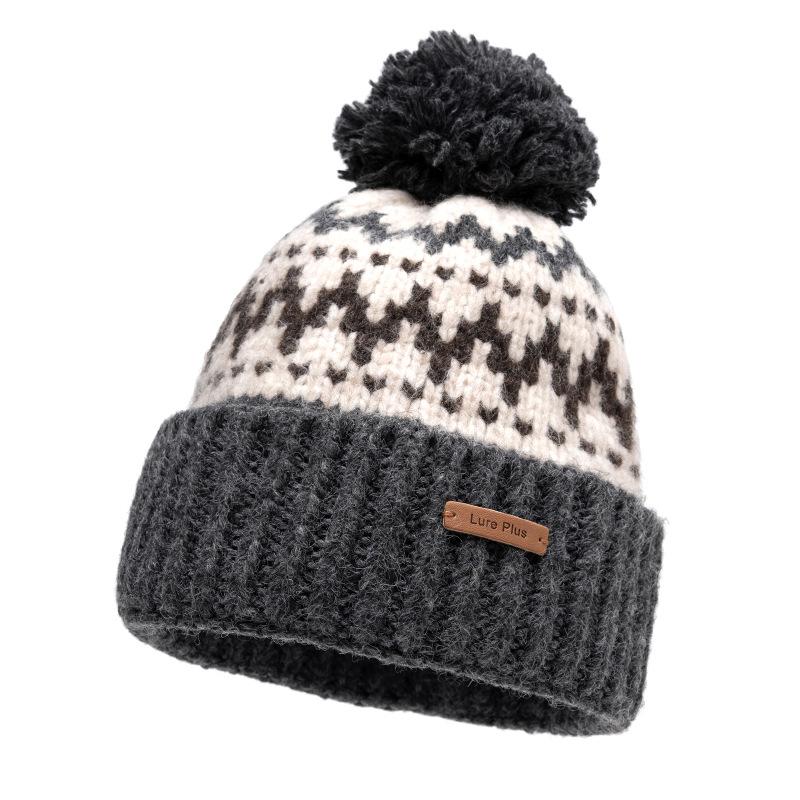 

Вовняна куля в язана шапка осінь зима жіноча тепла вовняна шапка сірий