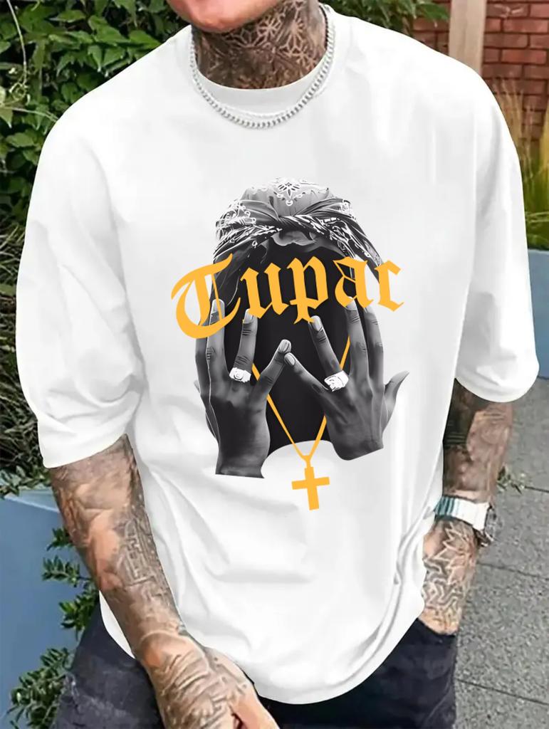 Summer Men's 3D Printed Hip hop Singers Tupac Graphic T-Shirt Round Neck Casual Women's Short Sleeve T-shirt Tee