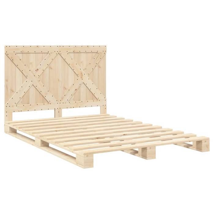 VidaXL Bed Frame with Headboard 160x200 Cm Solid Pine Wood, Bed, Bedroom Furniture, Wooden Bed, Bed 3281571