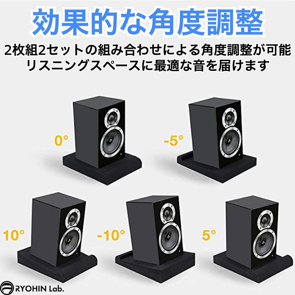 RYOHIN Speaker Sound Absorbing Material Audio Urethane Mat Pad Vibration Isolation Soundproof Resonance Reduction Speaker Stand Set of 2 X 2 X 20 X