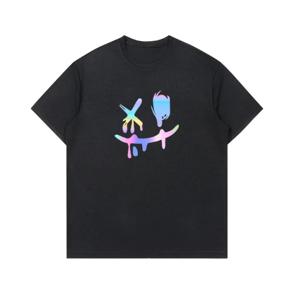 Loose Casual Short Sleeve American Style Men's T-shirt for Teenagers Summer Streetwear Couple Print Comfortable Breathable