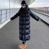 Giacca Lunga Calda in Cotone Piumino Nero Oro, Inverno Versione Coreana Nuova Giacca in Cotone Larga e Spessa Sopra il Ginocchio