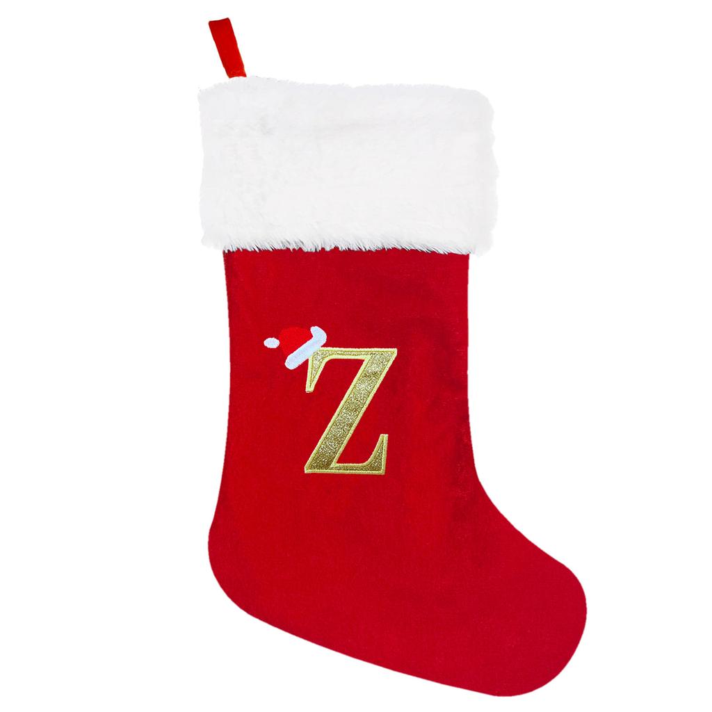 A-Z Letters Christmas Stocking Xmas Tree Pendant Alphabet Socks Gift Bag
