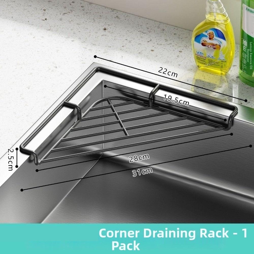 Punch-free Sink Corner Rack Anti-rust Sink Drain Shelf Cleaning Supplies Storage