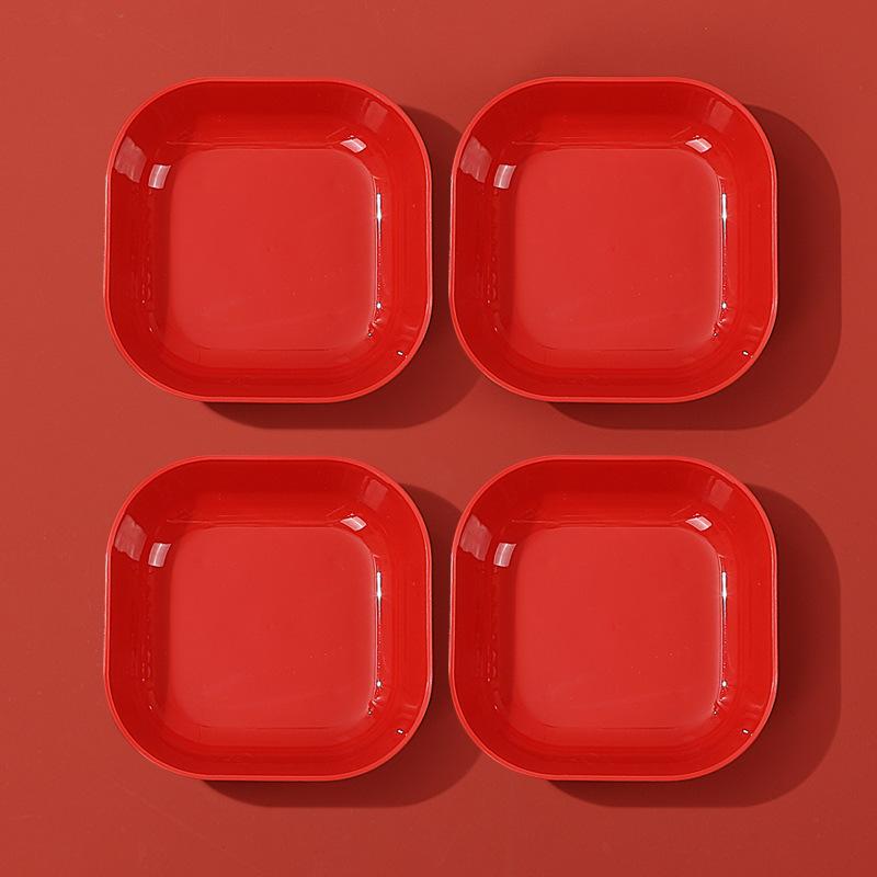 Wedding Red Dried Fruit Plate, Household Living Room Coffee Table Fruit Plate, New House Housewarming New Year'S Candy Plate