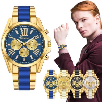 Mens Casual Quartz Stainless Steel Band Diamonds Business Watch