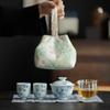 Underglaze Hand-painted Bamboo Cover Bowl Tea Set Fabric Tea Bag Kung Fu Tea Set Travel Portable Office