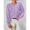 Womens Crew Neck Long Sleeve Knit Sweater Loose Fit Cable Solid Color Casual Winter Basic Top
