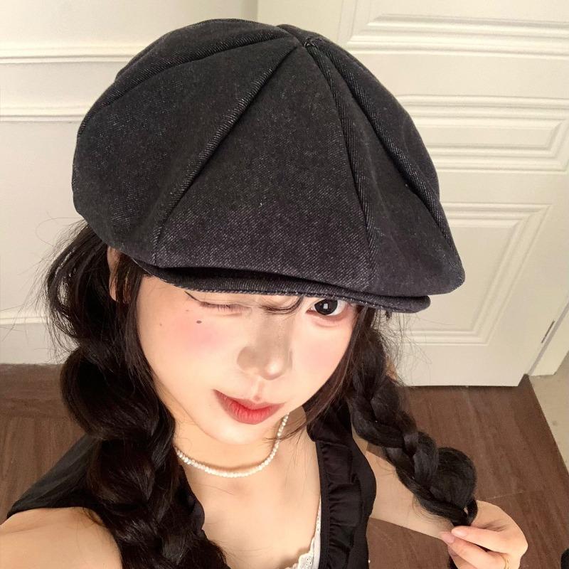 Women S Retro Octagonal Beret Hat Large Head Circumference Fashion Versatile Painter Hat