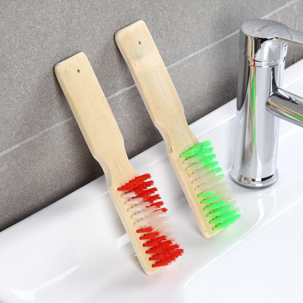 Two-Color Long Handle Bamboo Shoe Brush & Laundry Board Brush