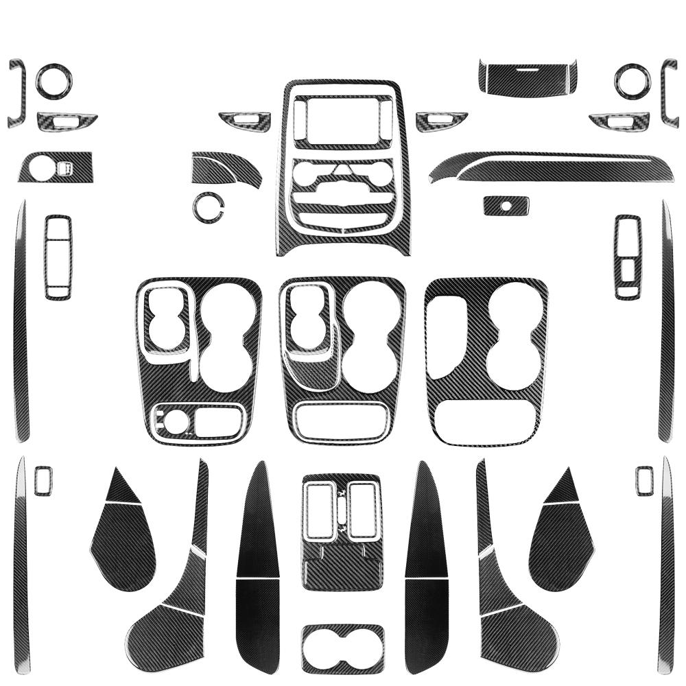 For Dodge Durango 2011-2020 Carbon Fiber Center Console Gear Shift Air Outlet AC CD Window Lift Trim Set Car Accessories Sticker