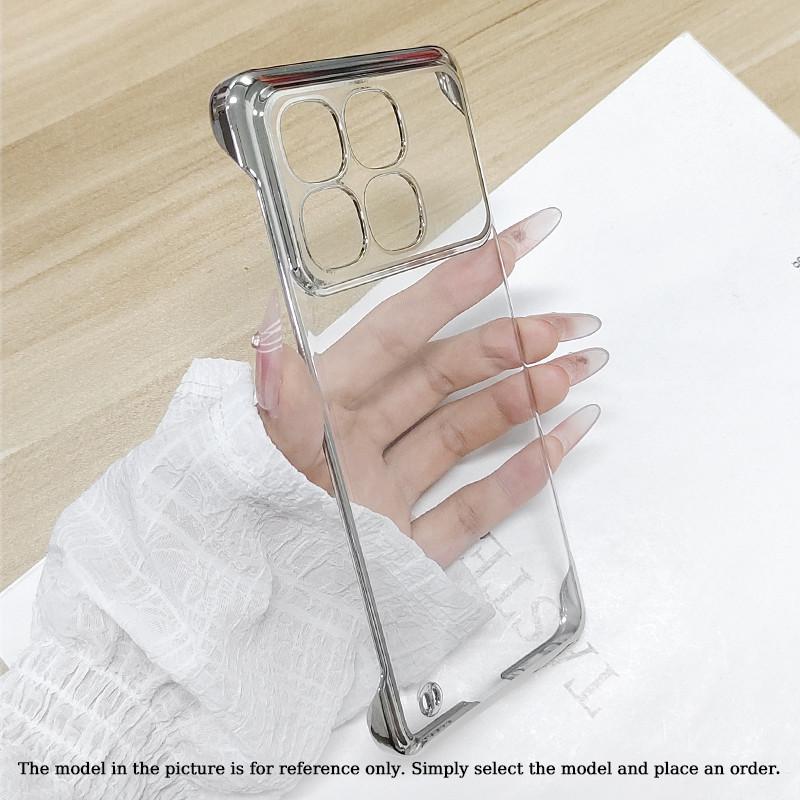 Plating Frameless Transparent Phone Case For Xiaomi Redmi K80 Pro Champion Shockproof Bumper Colorful Hard Shell Protective Back Cover