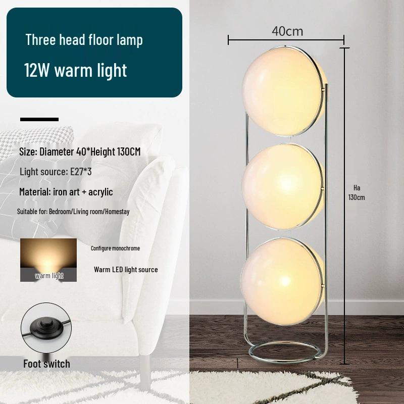 Nordic Mid-Century Bauhaus Sphere Floor Lamp – Minimalist Designer Bedside Light