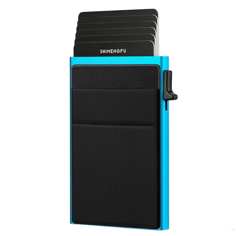 

Надміцний чохол для карток, що не сканується, з регульованими слотами, місткість 8 карток, алюмінієві органайзери для карток для ділових подорожей чорний/синій