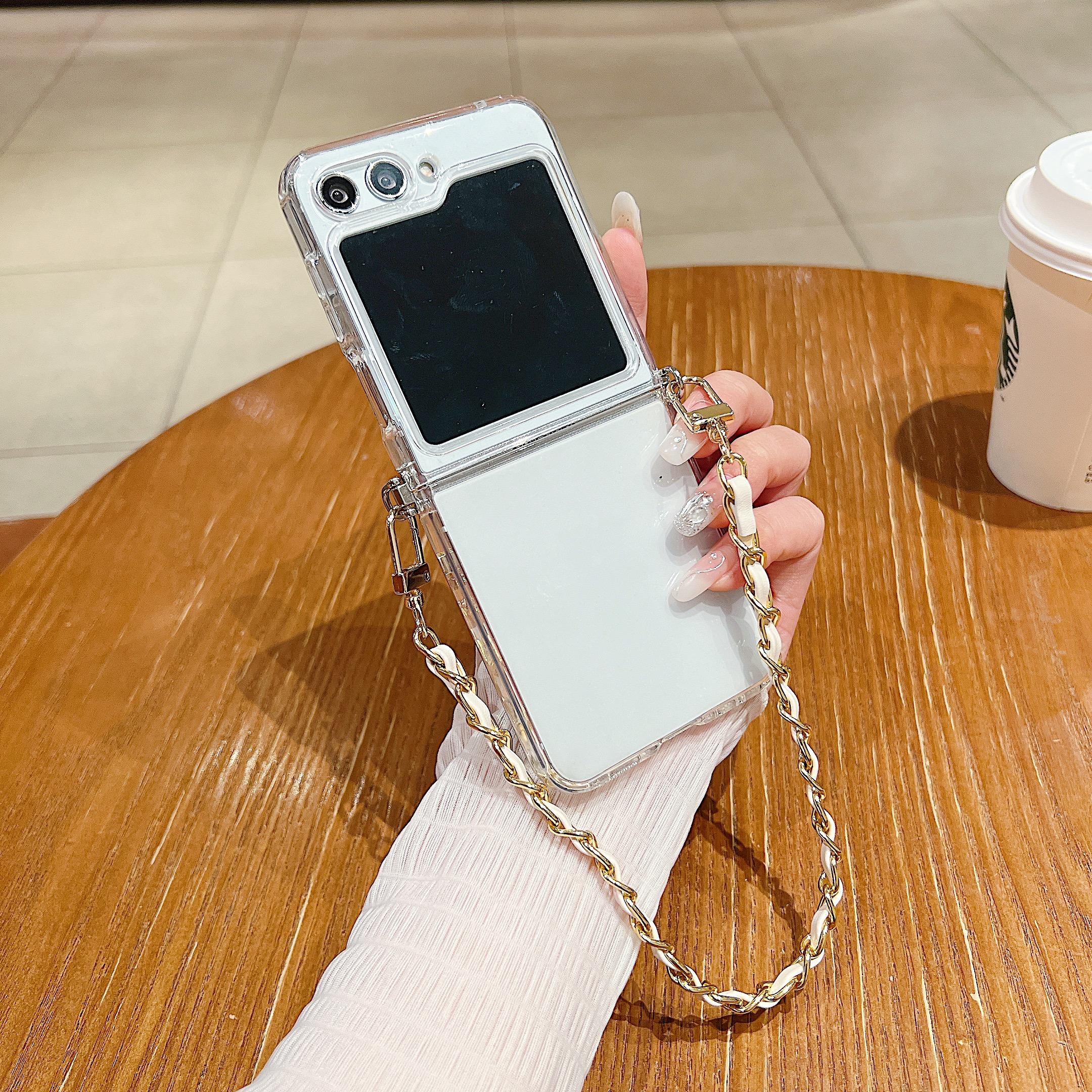 

2 шт. Простой мягкий силиконовый складной чехол для телефона Samsung Galaxy Z Flip7 Flip6 Flip5 Flip4 Flip3 противоударный прозрачный акриловый металлический ремешок чехол Samsung Z Flip5 белый