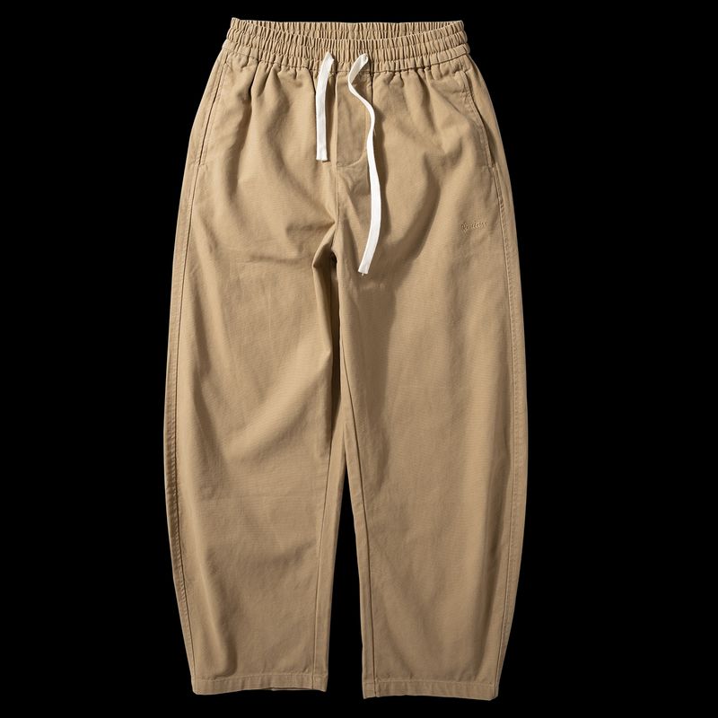 Men's Pants Autumn New Style Washed Pure Cotton Casual Pants with Drawstring Elastic Waist Versatile Loose Men's Trousers